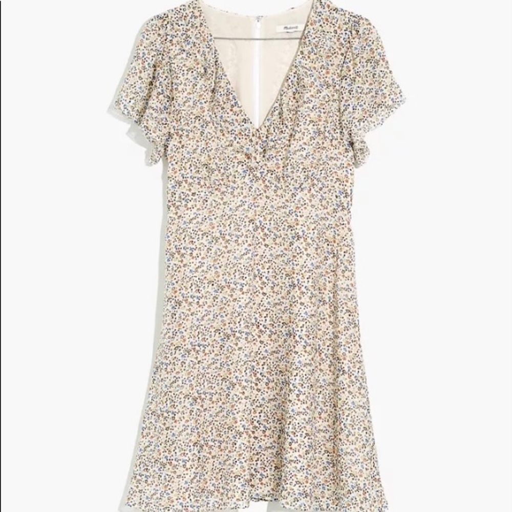 Madewell Silk Ruffle Neck Dress